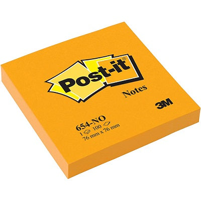 Bloco notas aderentes Post-It 76x76mm Laranja Neon