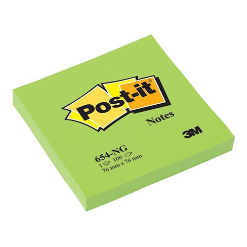 Bloco notas aderentes Post-It 76x76mm Verde Neon