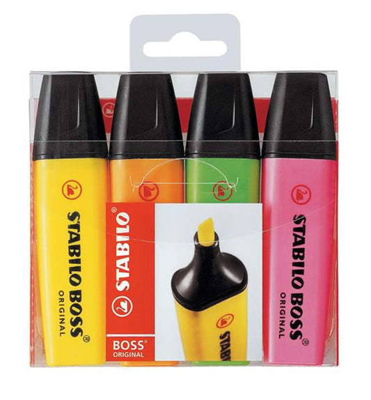 Bolsa de 4 Marcadores Stabillo Boss Fluorescentes