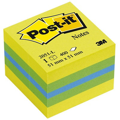 Cubo Bloco notas aderentes Post-It 51x51mm Limão 400 Folhas