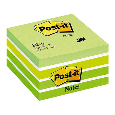 Cubo Bloco notas aderentes Post-It 76x76mm Verde Pastel