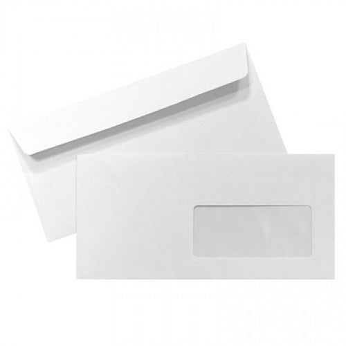 Envelopes DL 110X220mm Janela Branco 90gr Adesivo Pack.50