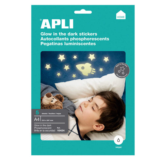 Etiquetas APLI A4 Plástico Brilha 10424 - 5fls