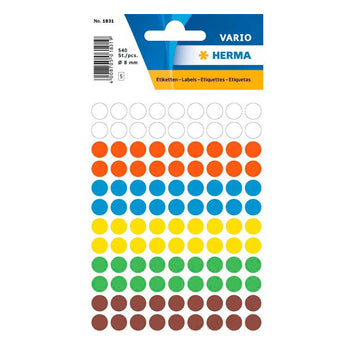 Etiquetas Redondas 08mm Sortido Herma1831 540un