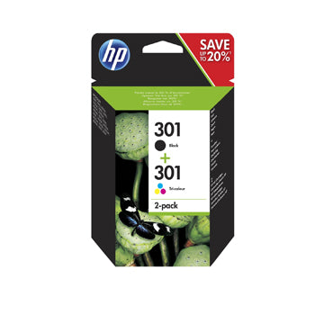 Pack Tinteiros HP 301 Preto/ Cor N9J72AE 3ml/ 3ml