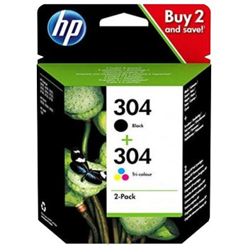 Pack Tinteiros HP 304 Preto/ Cor 3JB05A 4ml/ 2ml
