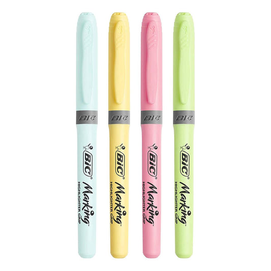 Blister 4 Marcadores Fluorescentes Bic Grip Pastel 964859